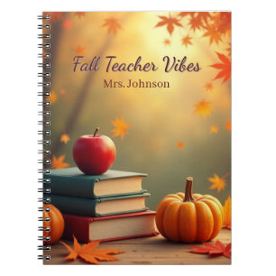 Personalized Fall Teacher Vibes Notebook