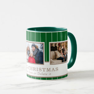 Personalized Family 3 Photo Collage Christmas  Mug