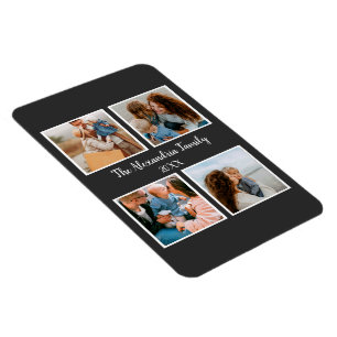 Personalized family 4 photo collage template magnet
