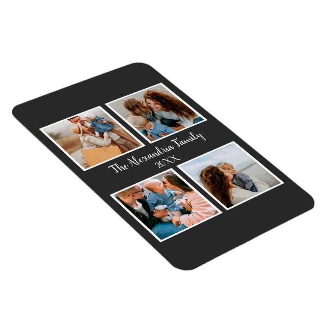 Personalized family 4 photo collage template magnet (Right Side)