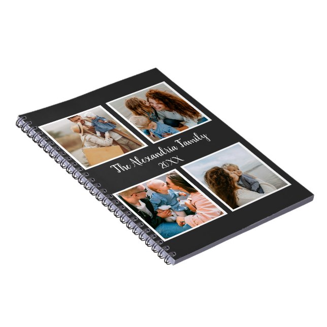 Personalized family 4 photo collage template notebook (Right Side)