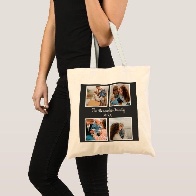 Personalized family 4 photo collage template tote bag (Front (Product))