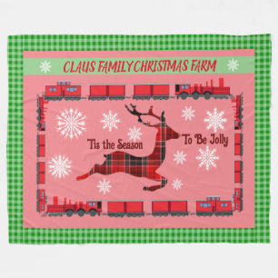 Personalized Family Christmas Farm Fleece Blanket