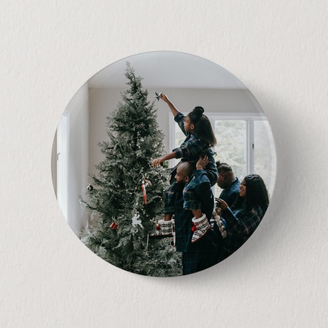 Personalized Family Christmas Photo  6 Cm Round Badge (Front)