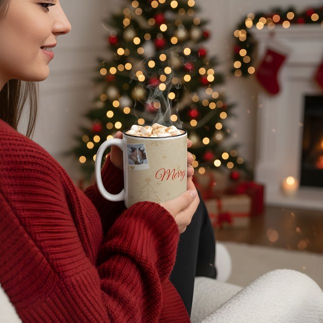 “Personalized Family Christmas Photo Mug” Two-Tone Coffee Mug (Creator Uploaded)