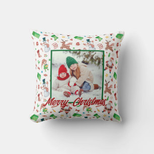 Personalized Family Christmas Stylish Photo Cushion