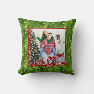 Personalized Family Christmas Stylish Photo Cushion