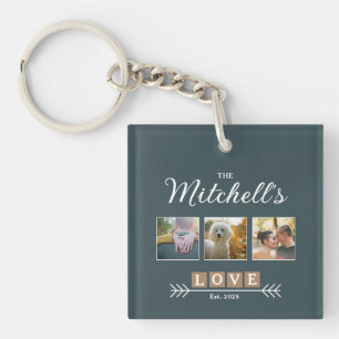 Personalized Family Name and Year Photo Key Ring