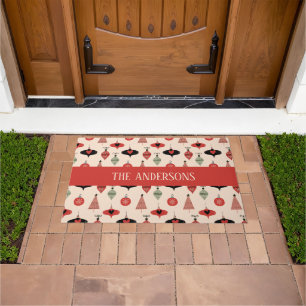 Personalized Family Name Christmas Pattern Doormat