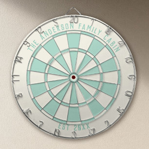Personalized Family Name Custom Aqua Game Room  Dartboard