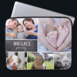 Personalized Family name family photo collage Laptop Sleeve<br><div class="desc">This laptop case can be easily personalized with your family name and multiple photos. Customize the laptop case with photos of the family,  with children,  babies,  pets,  grandparents and more. Chalkboard background block.</div>
