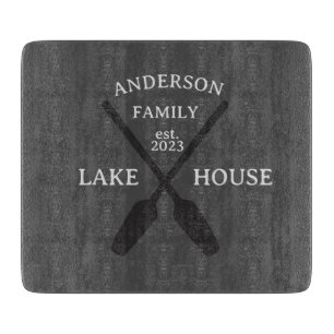 Personalized Family Name Lake House  Cutting Board