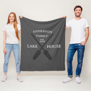 Personalized Family Name Lake House  Fleece Blanket