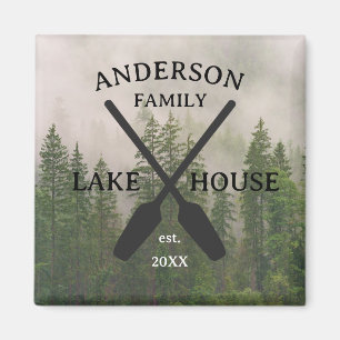 Personalized Family Name Lake House  Magnet