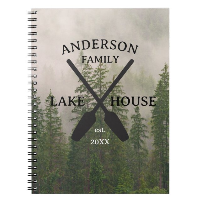 Personalized Family Name Lake House  Notebook (Front)
