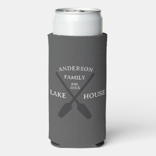 Personalized Family Name Lake House Seltzer Can Cooler