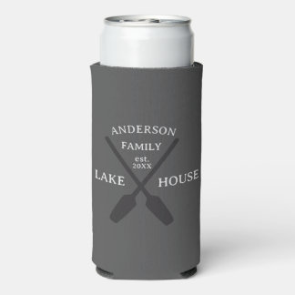 Personalized Family Name Lake House  Seltzer Can Cooler