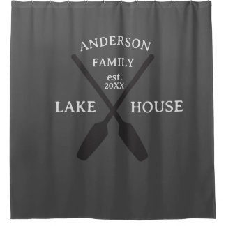 Personalized Family Name Lake House  Shower Curtain