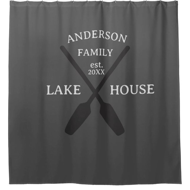 Personalized Family Name Lake House  Shower Curtain (Front)