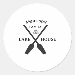 Personalized Family Name Lake House T Shirt Classic Round Sticker