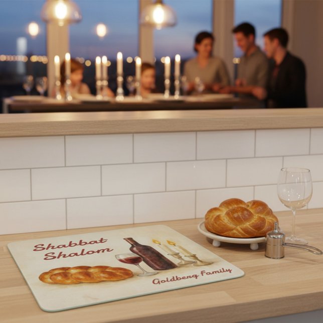 Personalized Family Name Shabbat Shalom Cutting Board (Creator Uploaded)