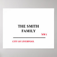 Personalized Family Name Street Sign Wall Poster