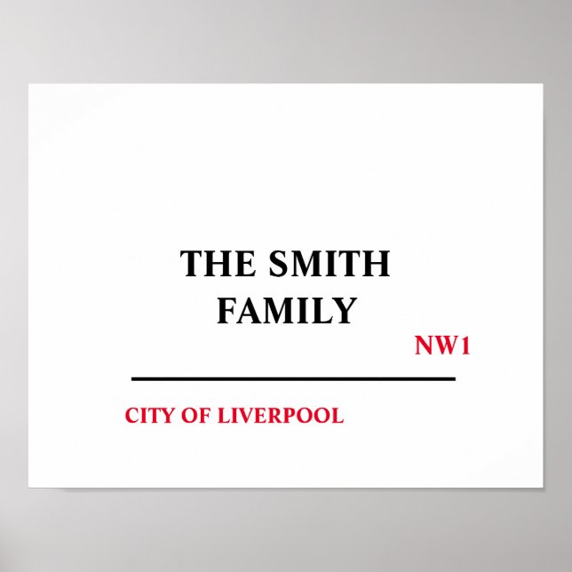 Personalized Family Name Street Sign Wall Poster (Front)