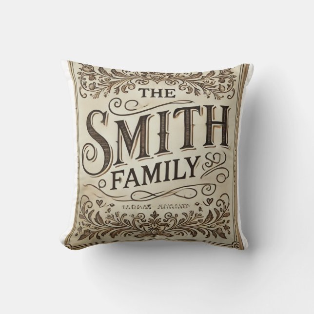 Personalized Family Name Throw Pillow – Minimal Ne (Front)