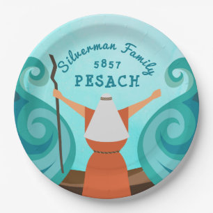 Personalized Family Passover Moses Parting Water Paper Plate