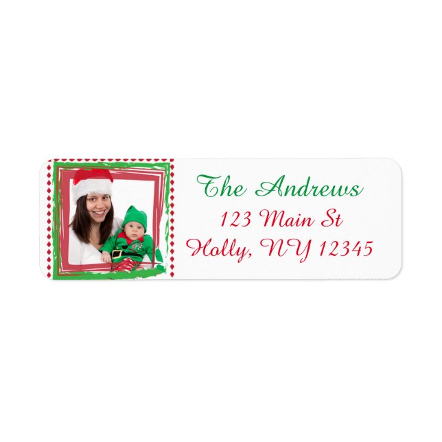 Personalized Family Photo Christmas Address Label (Front)