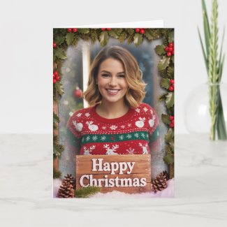 Personalized Family Photo Christmas Rustic Wood