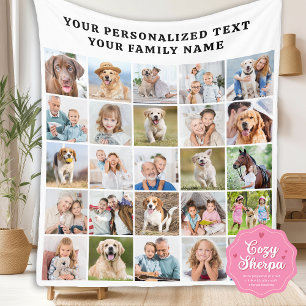 Personalized Family Photo Collage Cute 25 Picture Sherpa Blanket