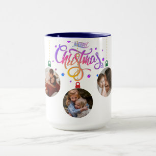 Personalized Family Photo Collage Merry Christmas Mug
