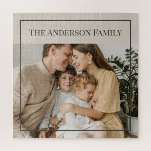 Personalized Family Photo Custom Family Name Jigsaw Puzzle