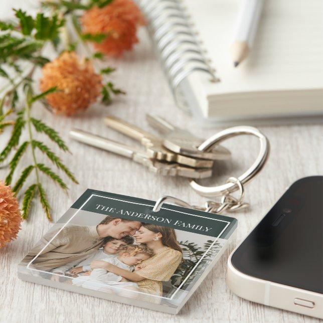 Personalized Family Photo | Custom Family Name  Key Ring (Front Right)