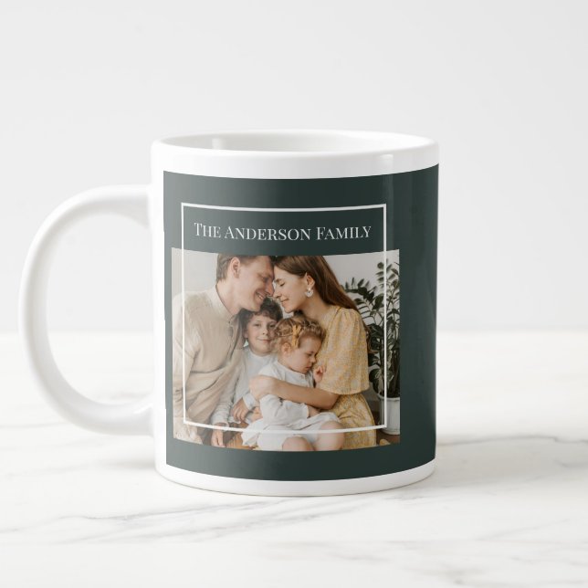 Personalized Family Photo | Custom Family Name  Large Coffee Mug (Left)
