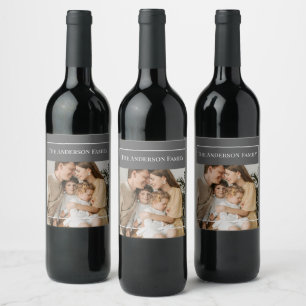 Personalized Family Photo Custom Family Name Wine Label