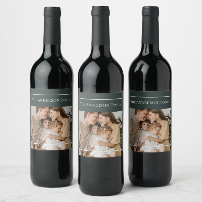 Personalized Family Photo | Custom Family Name  Wine Label (Bottles)