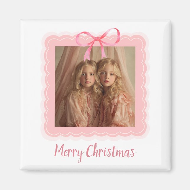 Personalized Family Photo Merry Christmas Magnet (Front)