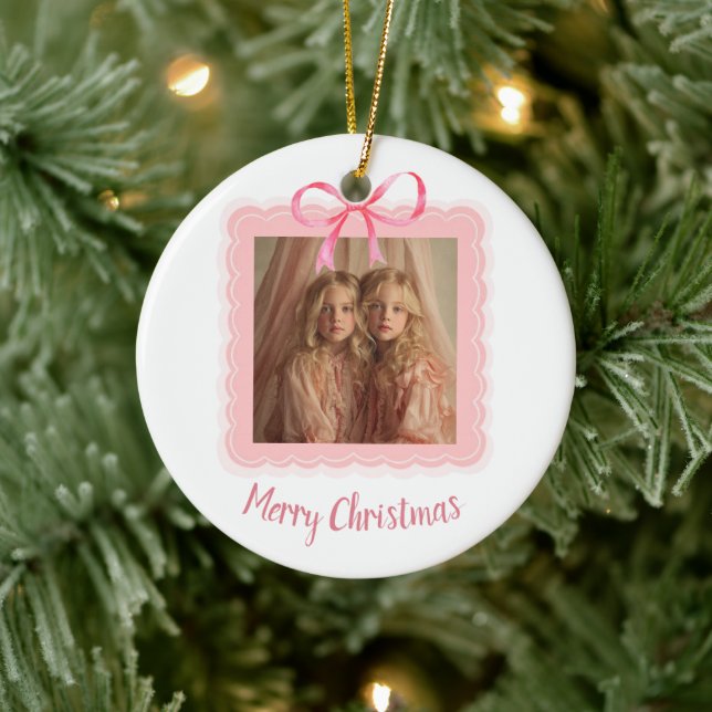Personalized Family Photo Merry Christmas Ornament (Tree)