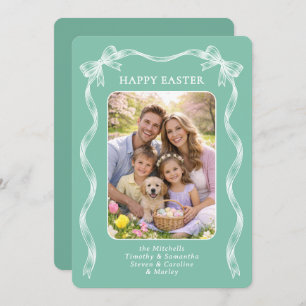 Personalized Family Photo On Mauve Pink Easter Holiday Card