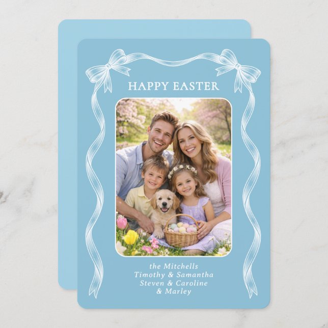 Personalized Family Photo On Robin Egg Blue Easter Holiday Card (Front/Back)