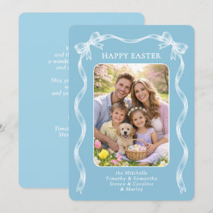 Personalized Family Photo On Robin Egg Blue Easter Holiday Card
