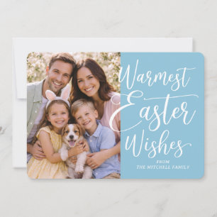 Personalized Family Photo On Robin Egg Blue Easter Holiday Card
