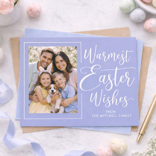 Personalized Family Photo On Violet Blue Easter Postcard