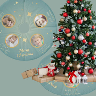 Personalized Family Photo tealChristmas Tree Skirt