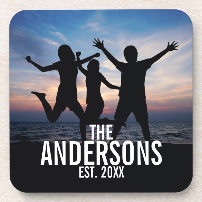 Personalized Family Photo with Family Name Coaster (Front)