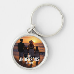 Personalized Family Photo with Family Name Key Ring