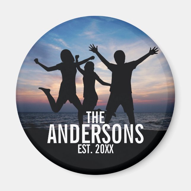 Personalized Family Photo with Family Name Magnet (Front)