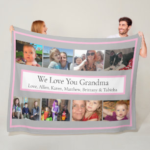 Personalized Family Photos   Gifts for Grandma Fle Fleece Blanket